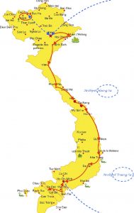 Carte en couleur de chemin de train au Vietnam